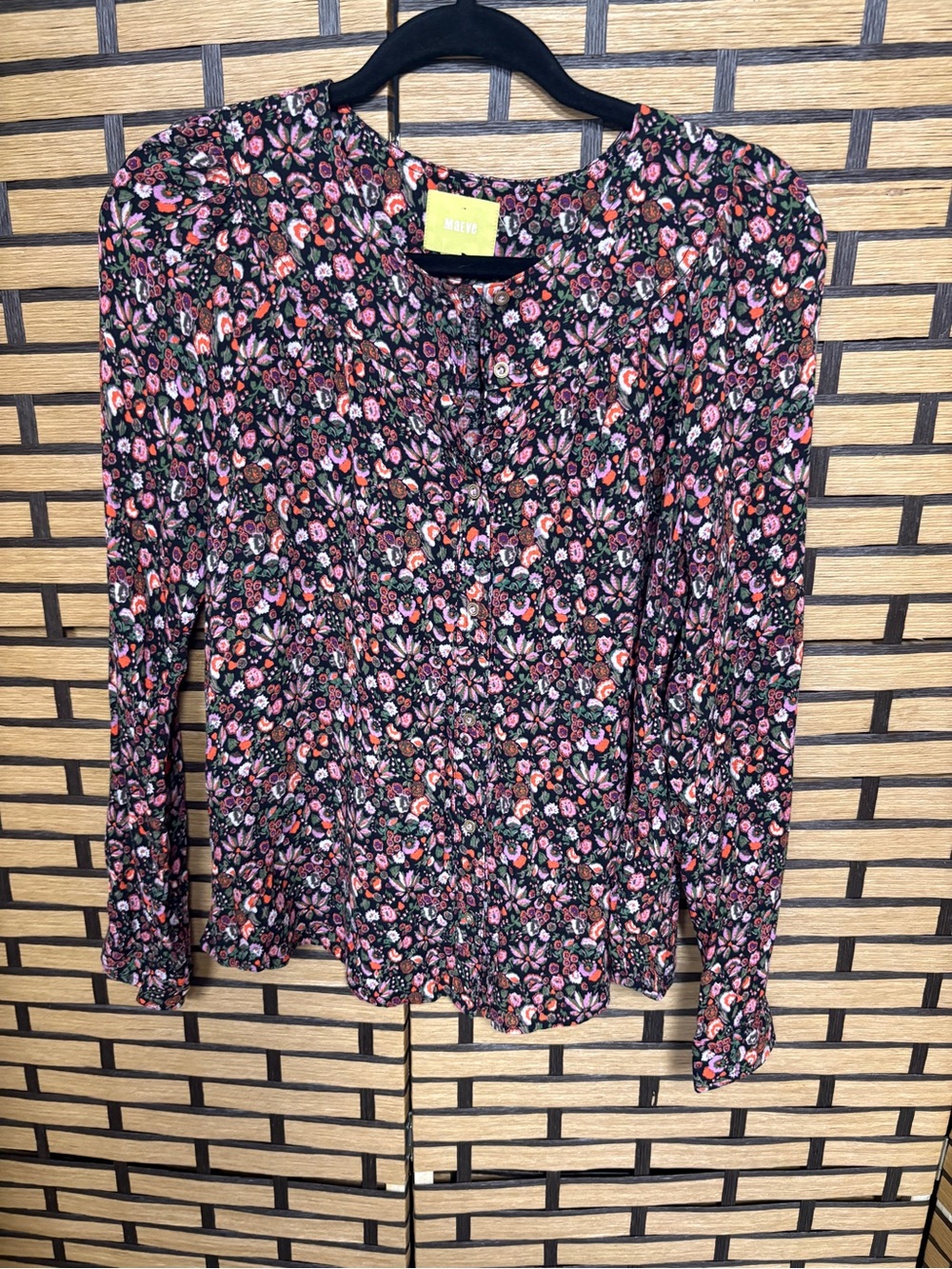 Maeve black floral top size medium